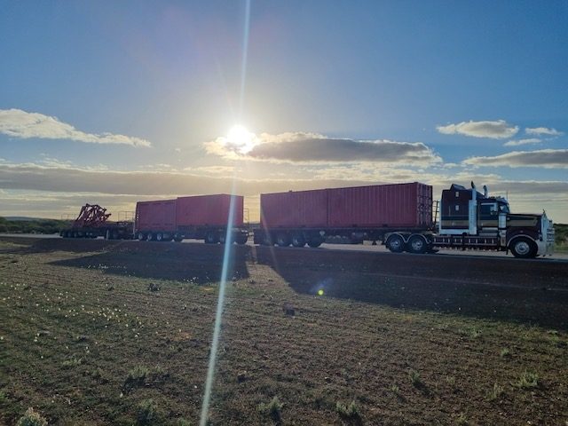 G&S Hannah Transport Kenworth at sunset in the WA outback on a long-haul interstate run