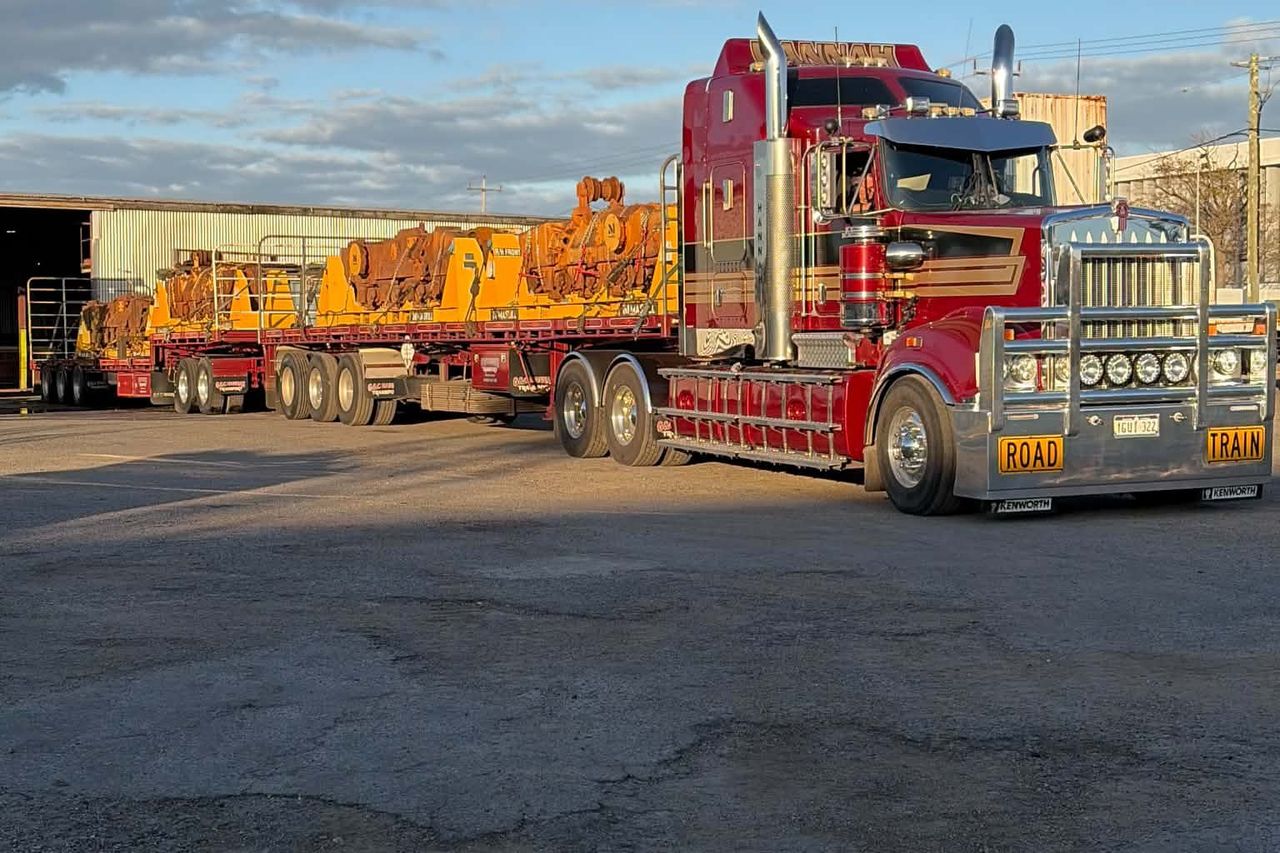 G&S Hannah Transport Kenworth road train in the yard, loaded and on its way to Brisbane.